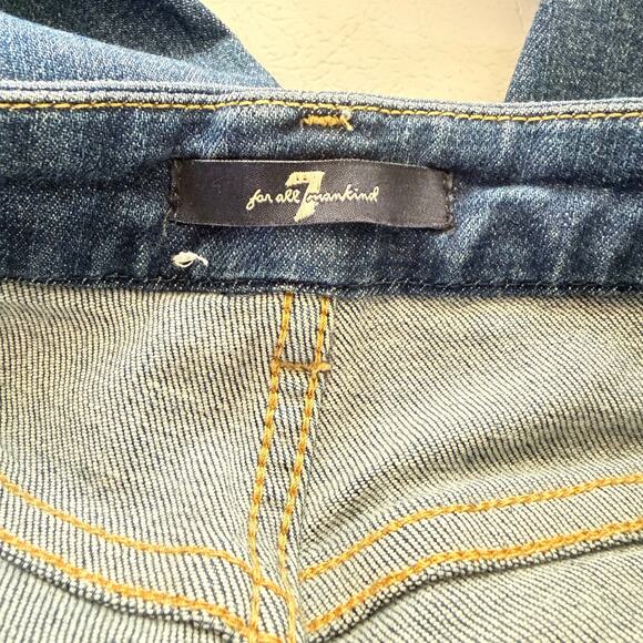 7 For All Mankind Two Toned Side Striped Skinny Leg Jeans Mid Rise Raw Hem Sz 24 - Picture 14 of 14